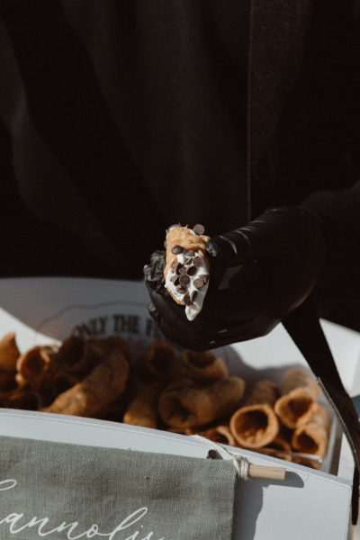 Fresh cannoli with chocolate chips served at wedding