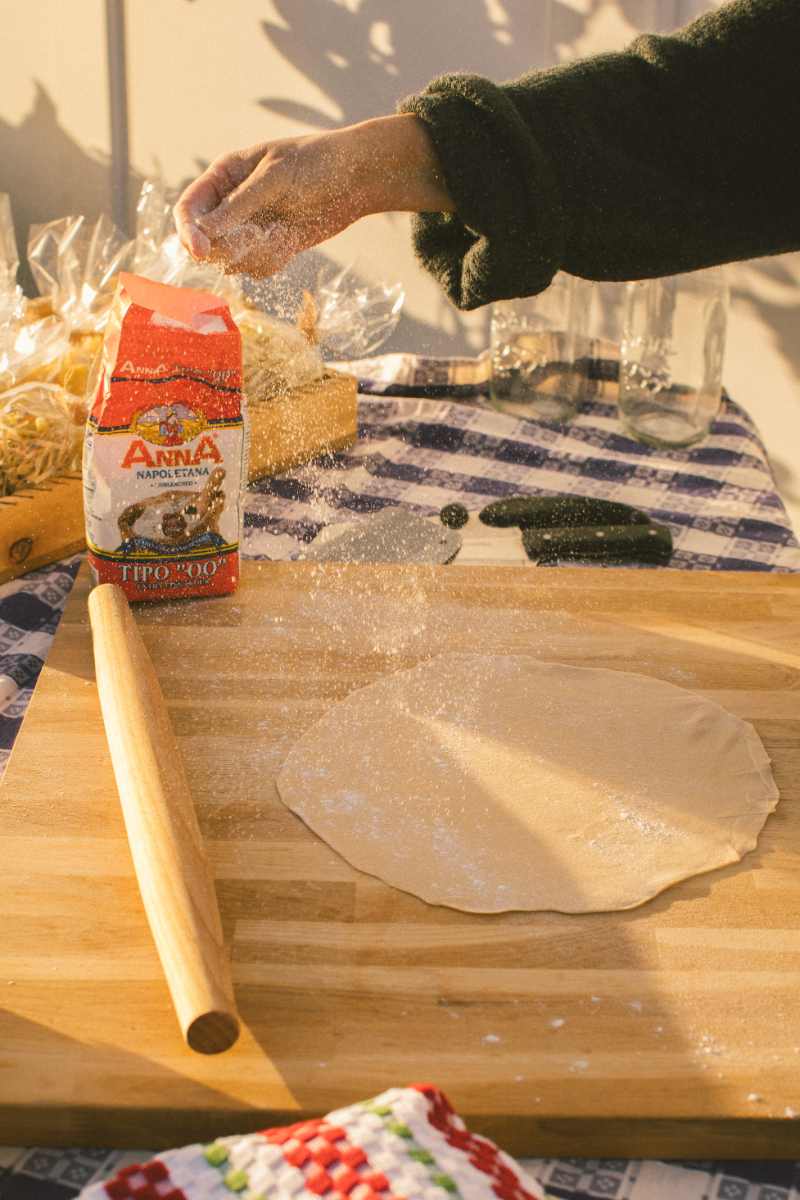 Rolling fresh dough with Italian flour