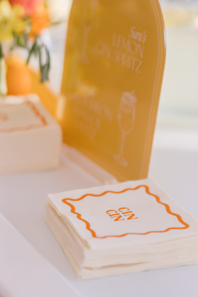 Peach crostini appetizers served during cocktail hour at an Italian-inspired wedding at Connemara House.